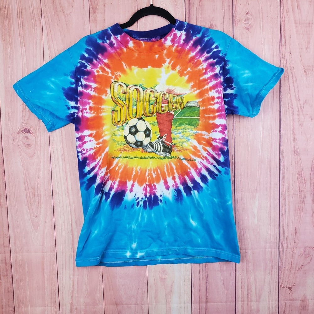 Vintage Tie Dye‎ Graphic Soccer Shirt Sz M Medium Cleats Futbol
